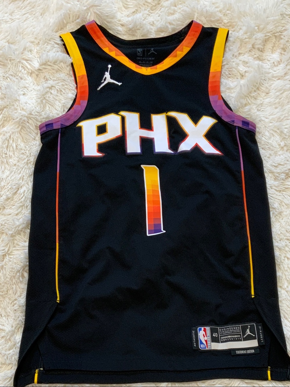 Jordan Black PHX Gradient-Trim Basketball Jersey